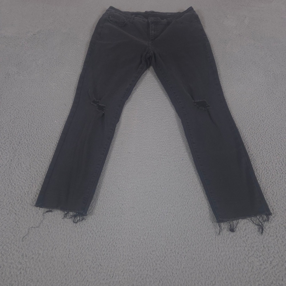 Judy Blue Jeans Womens 15/32 Black Slim Fit Destroyed Cotton Stretch Raw Hem